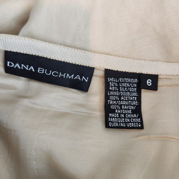 SALE Vintage Dana Buchman Silk Linen Blend Beaded Flower Applique Pleated Skirt - Picture 2 of 6